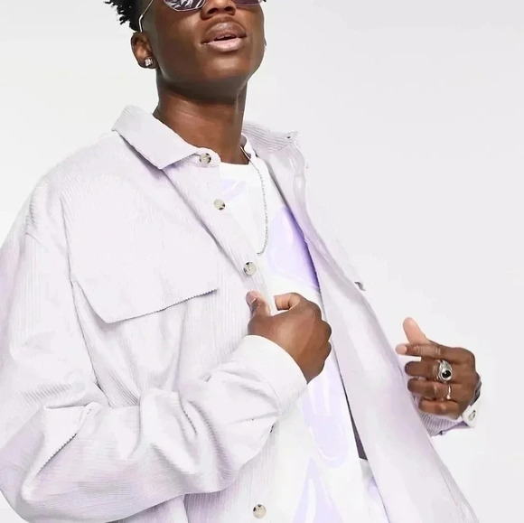 Reclaimed Vintage Inspired corduroy shirt in lilac - Picture 1 of 6